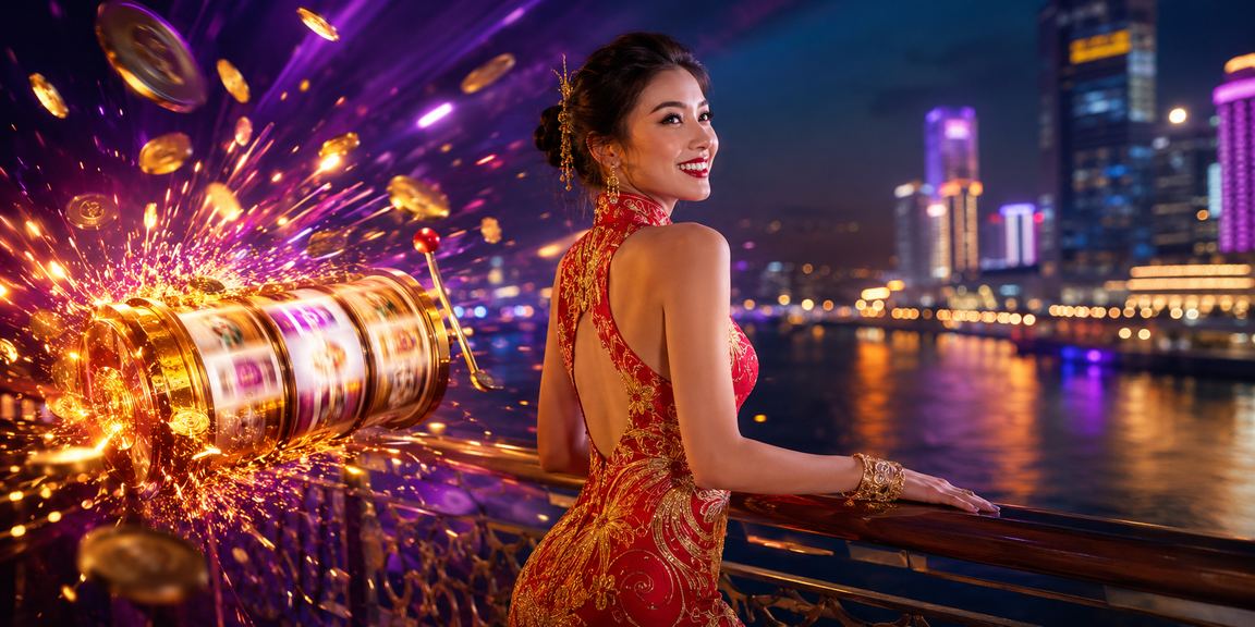 Người chơi slots tại Sài Gòn với ánh đèn neon rực rỡ về đêm