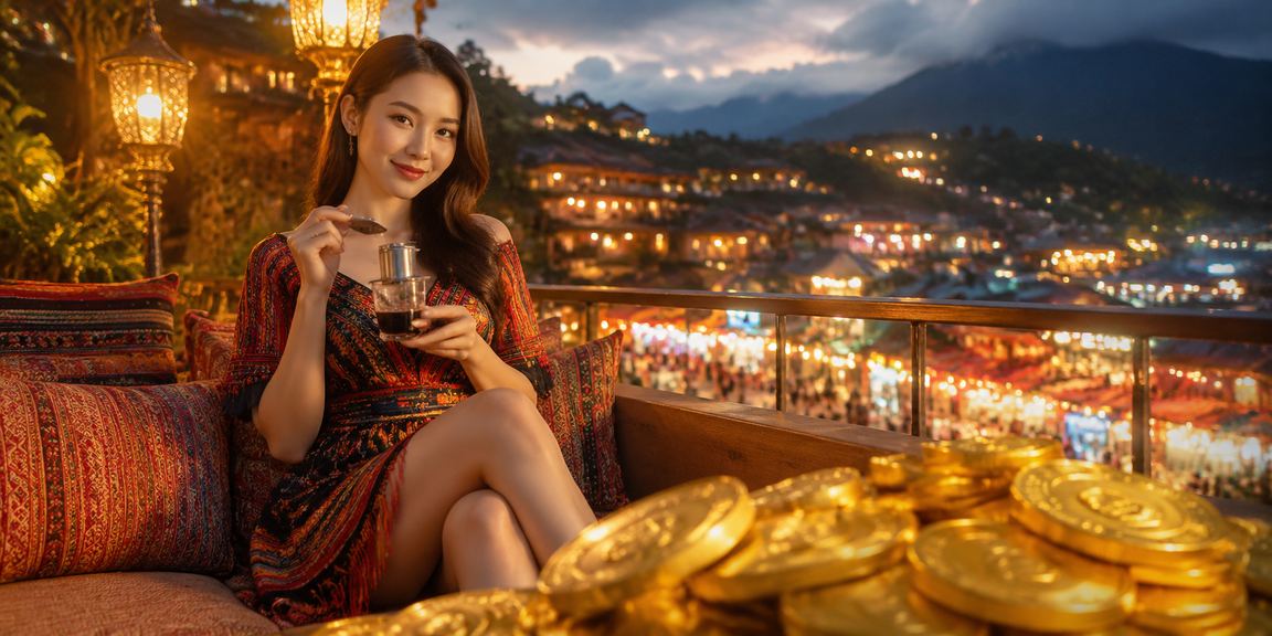 Người chơi xem kết quả cá cược thể thao bên tách cà phê tại Sa Pa